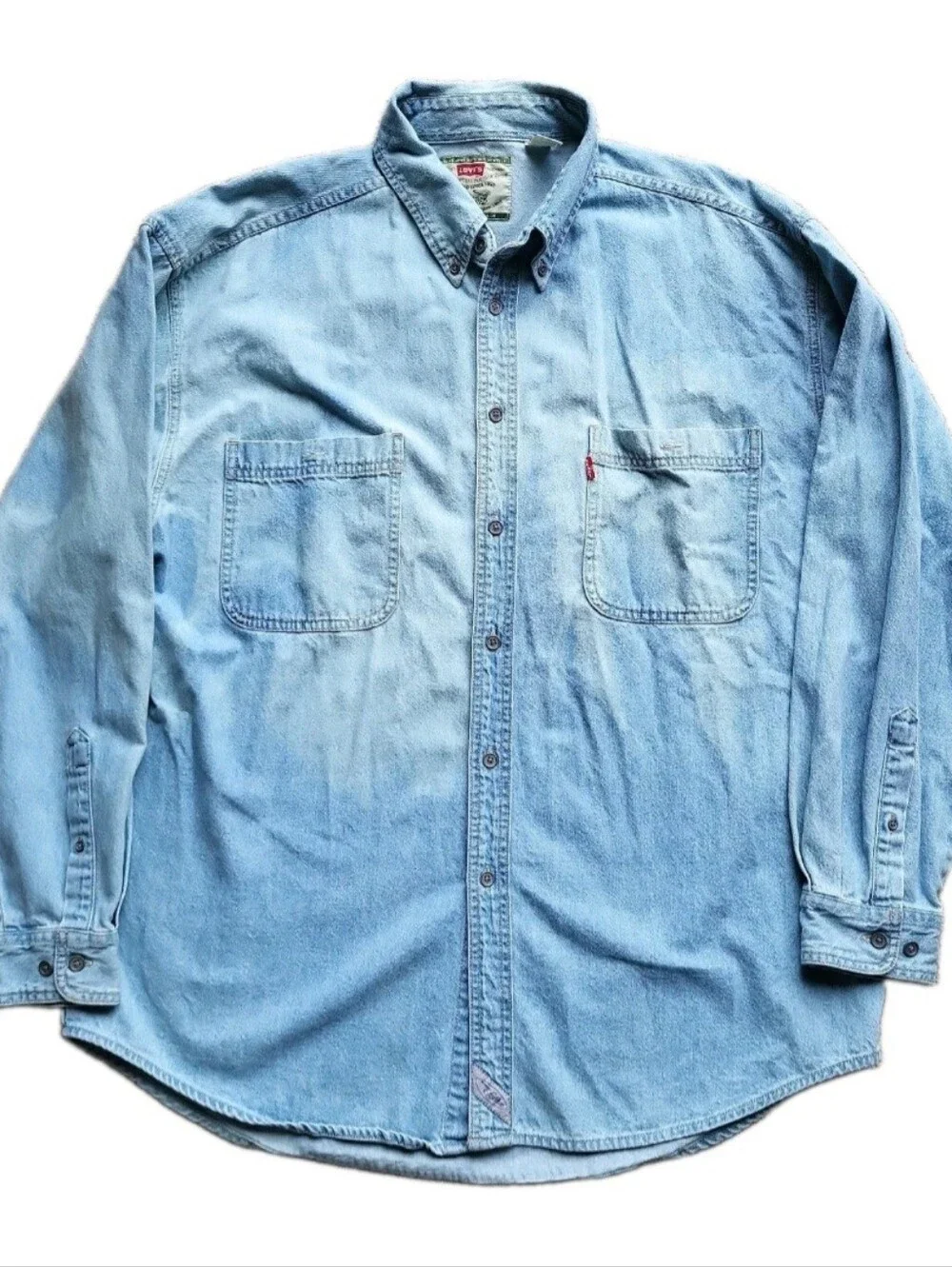 Levi's Shirt Mens XL Blue Denim Light Washed Cotton Button-Down Western Work